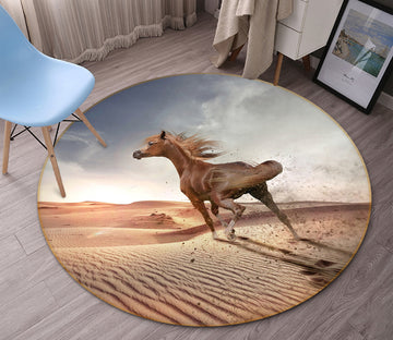 3D Desert Horse 82210 Animal Round Non Slip Rug Mat