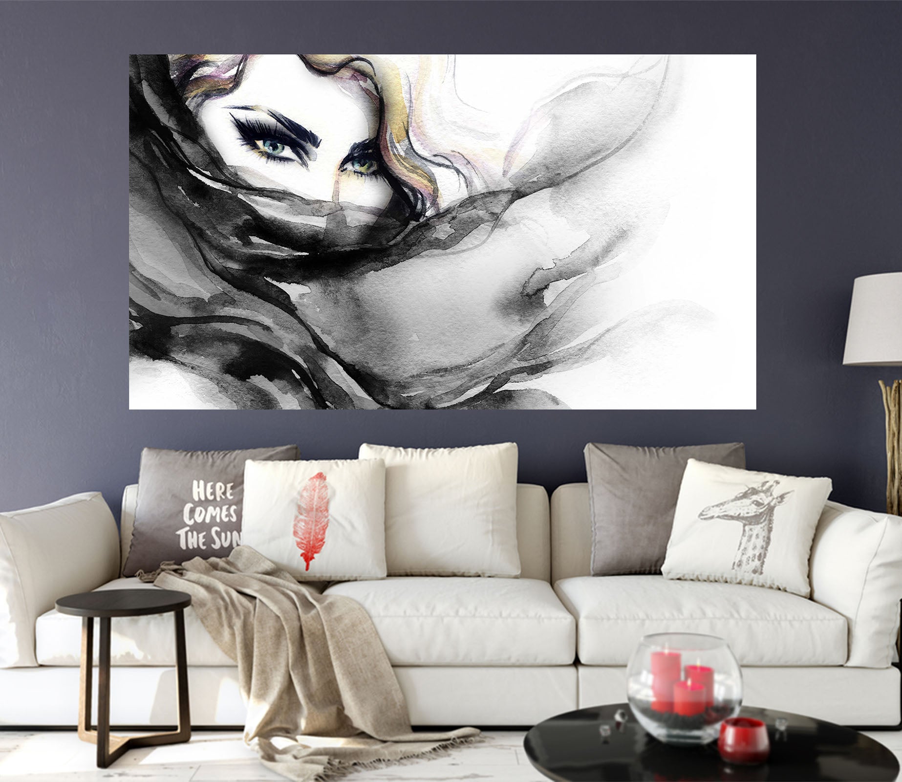 3D Ink Painting Woman 1042 Wall Sticker