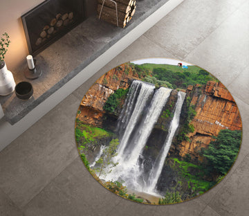 3D Mountain Flowing Water 69190 Round Non Slip Rug Mat