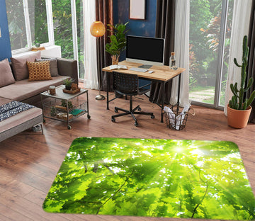 3D Leaves Sunlight 77087 Non Slip Rug Mat