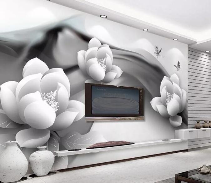 3D White Flower River 1011 Wall Murals Wallpaper AJ Wallpaper 2 