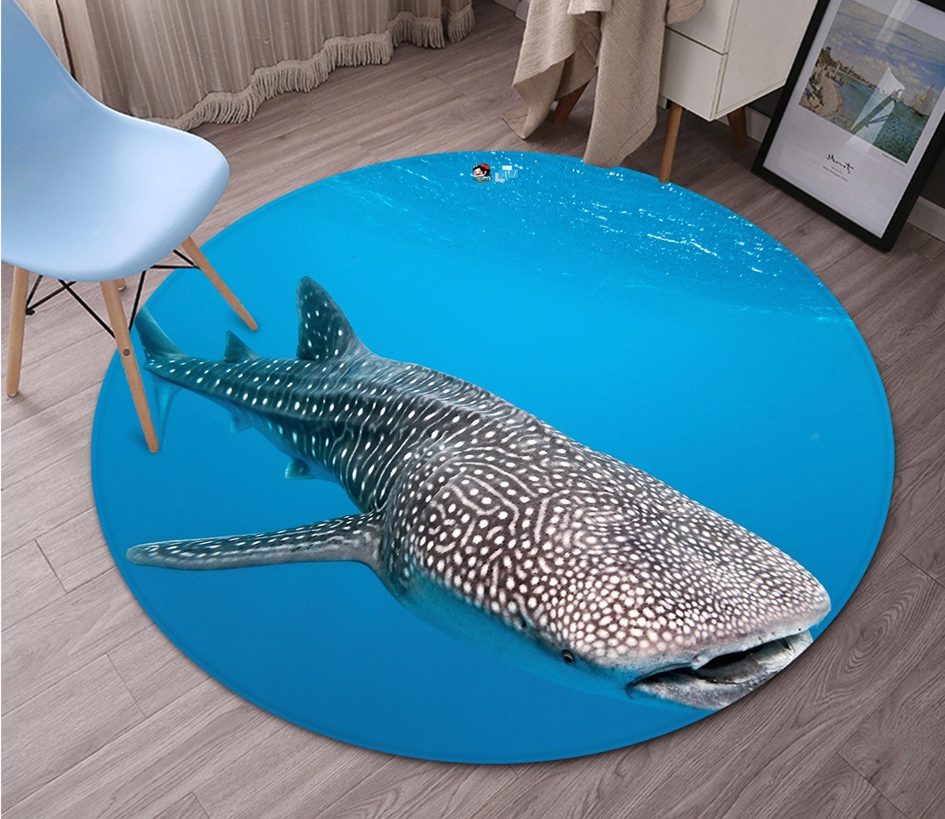 3D Shark 7203 Round Non Slip Rug Mat Mat AJ Creativity Home 