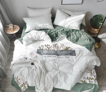 3D White Green 16084 Bed Pillowcases Quilt