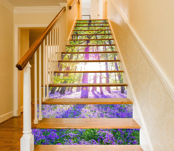 3D Sunlight Purple Flowers Woods 10958 Assaf Frank Stair Risers