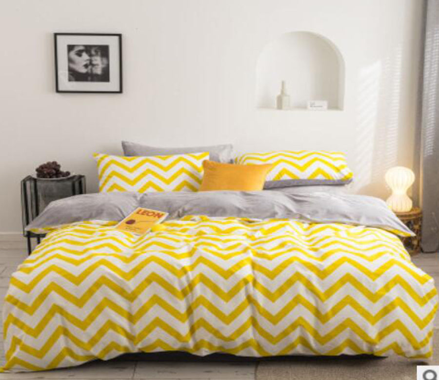 3D Yellow Curve 30100 Bed Pillowcases Quilt