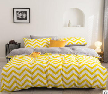 3D Yellow Curve 30100 Bed Pillowcases Quilt