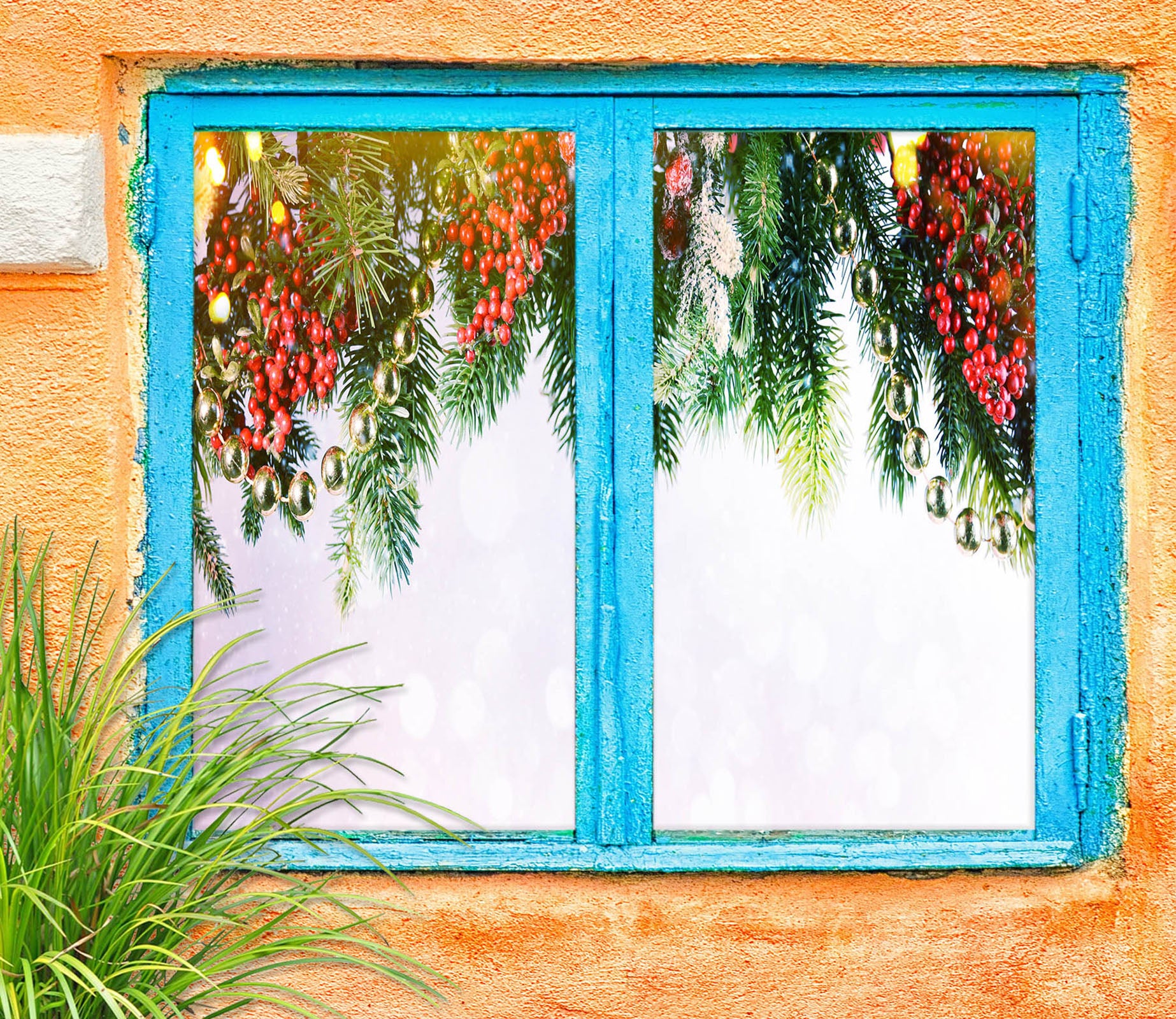 3D Christmas Tree Branches 43117 Christmas Window Film Print Sticker Cling Stained Glass Xmas