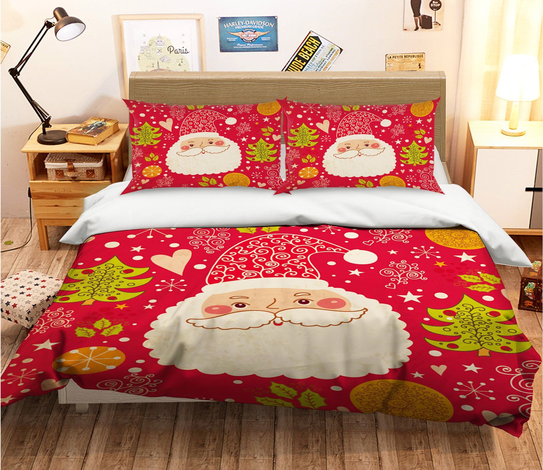 3D Christmas Happy Old Man 44 Bed Pillowcases Quilt Quiet Covers AJ Creativity Home 