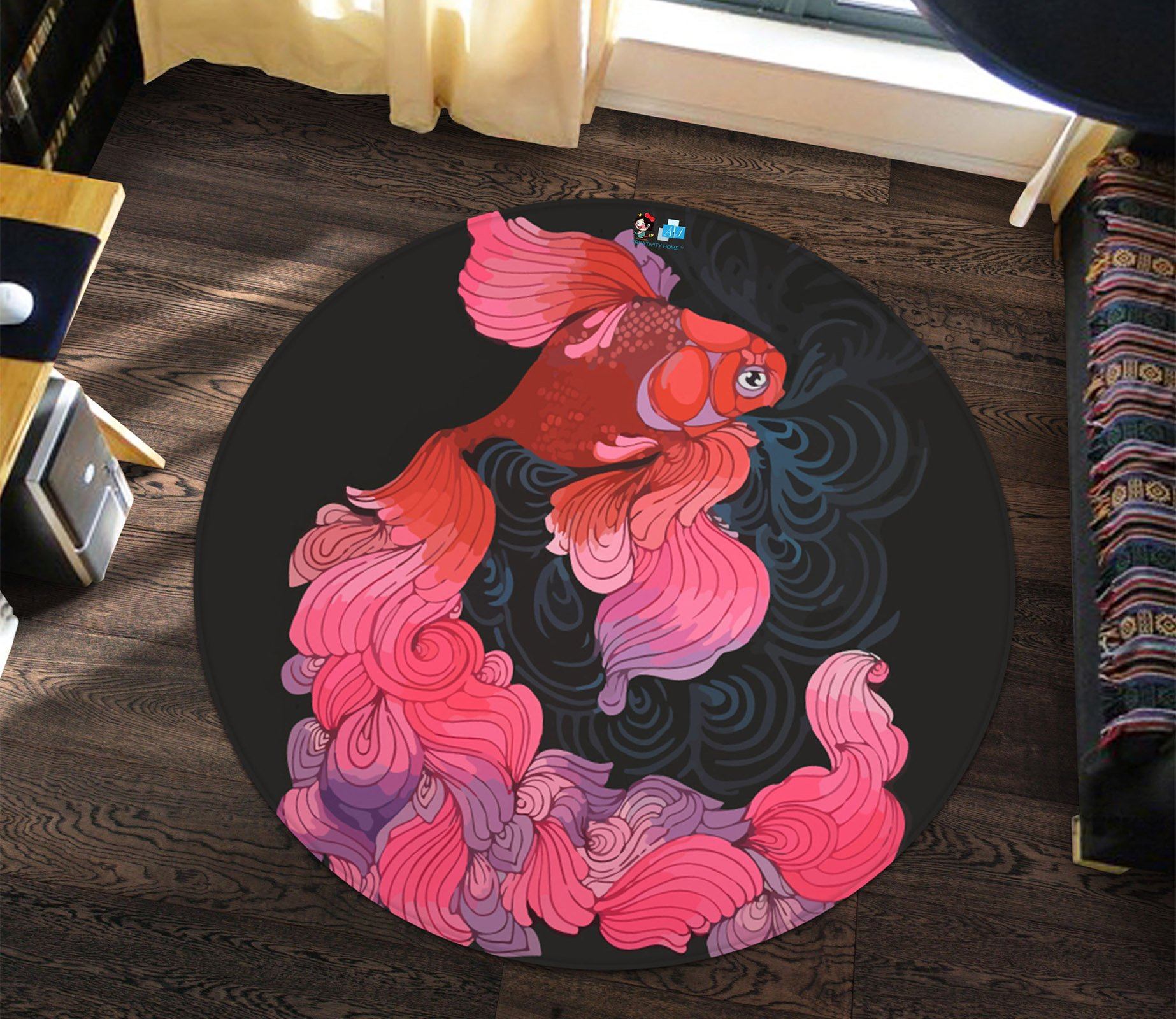 3D Goldfish 3245 Round Non Slip Rug Mat Mat AJ Creativity Home 