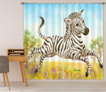 3D Cartoon Zebra 9104 Kayomi Harai Curtain Curtains Drapes