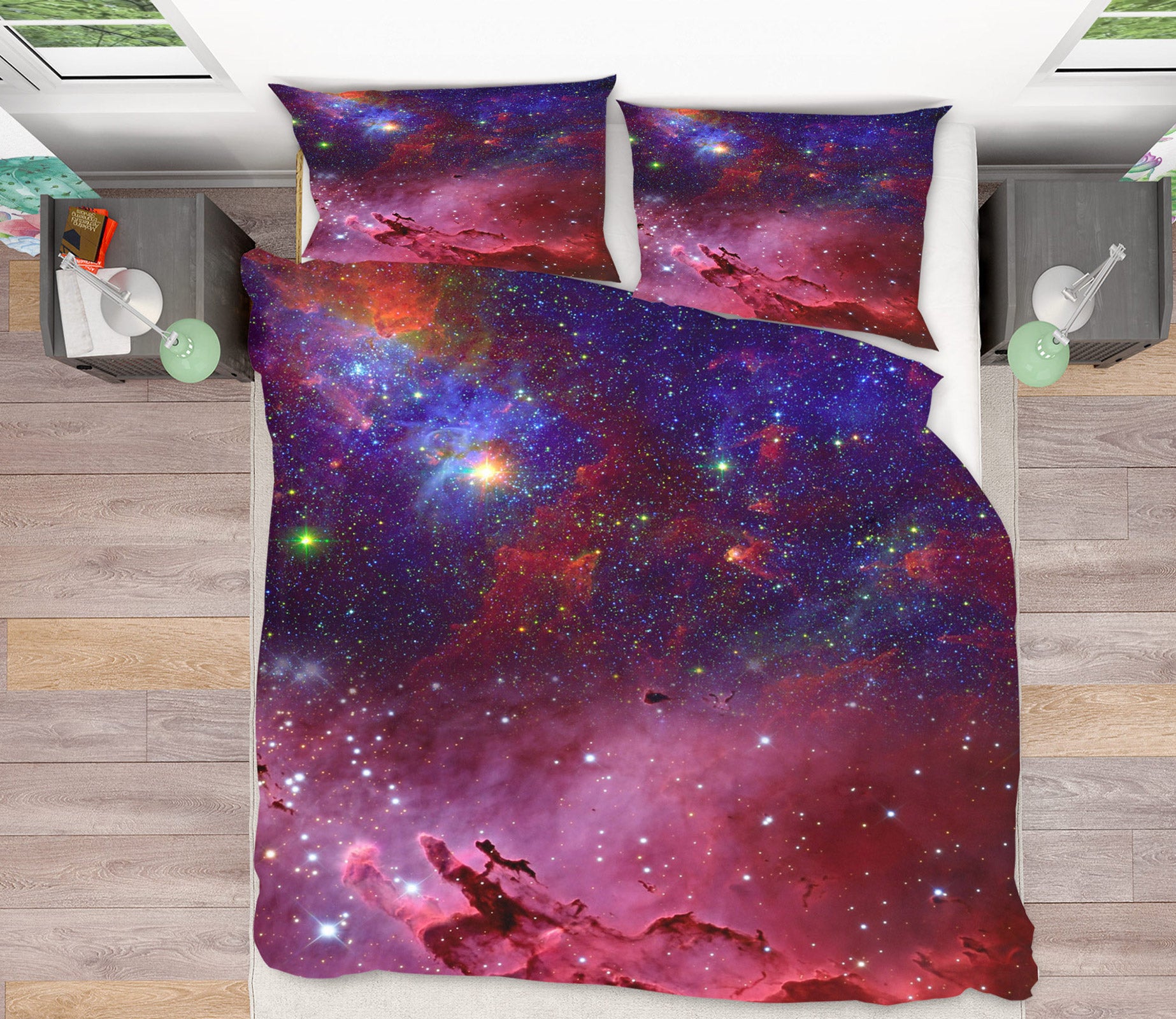 3D Red Starry Sky 16074 Bed Pillowcases Quilt