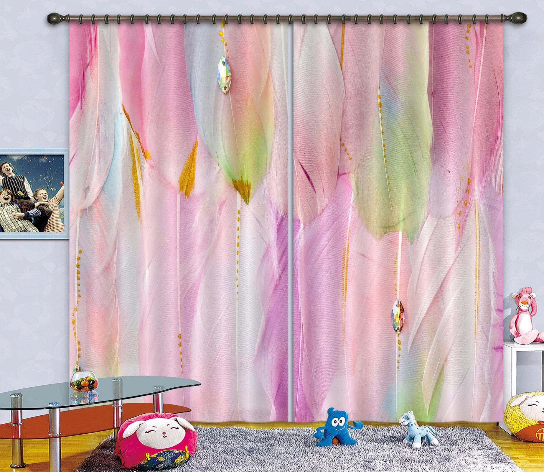 3D Pink Feather 122 Curtains Drapes Wallpaper AJ Wallpaper 