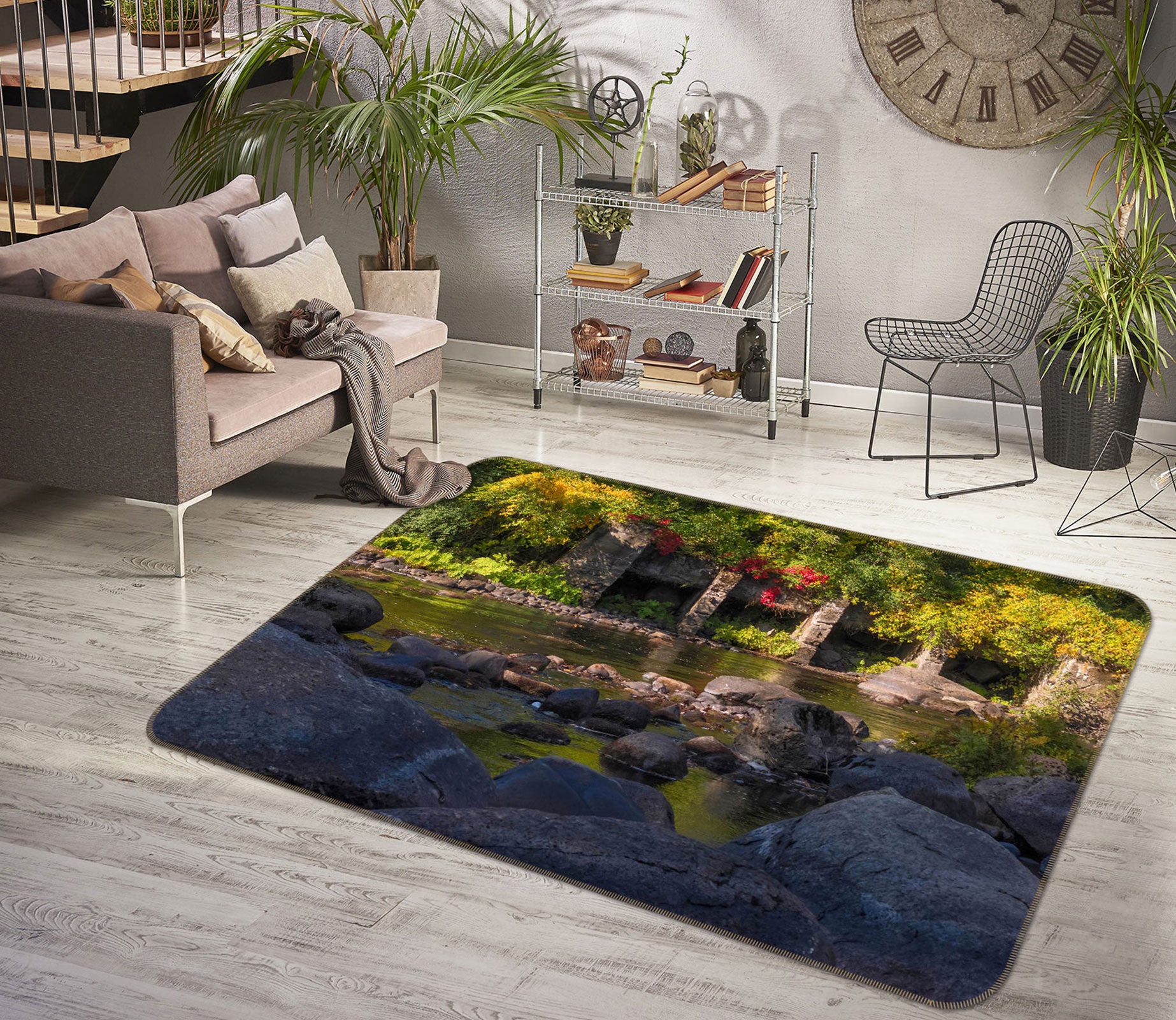3D Stone Grass 1017 Jerry LoFaro Rug Non Slip Rug Mat