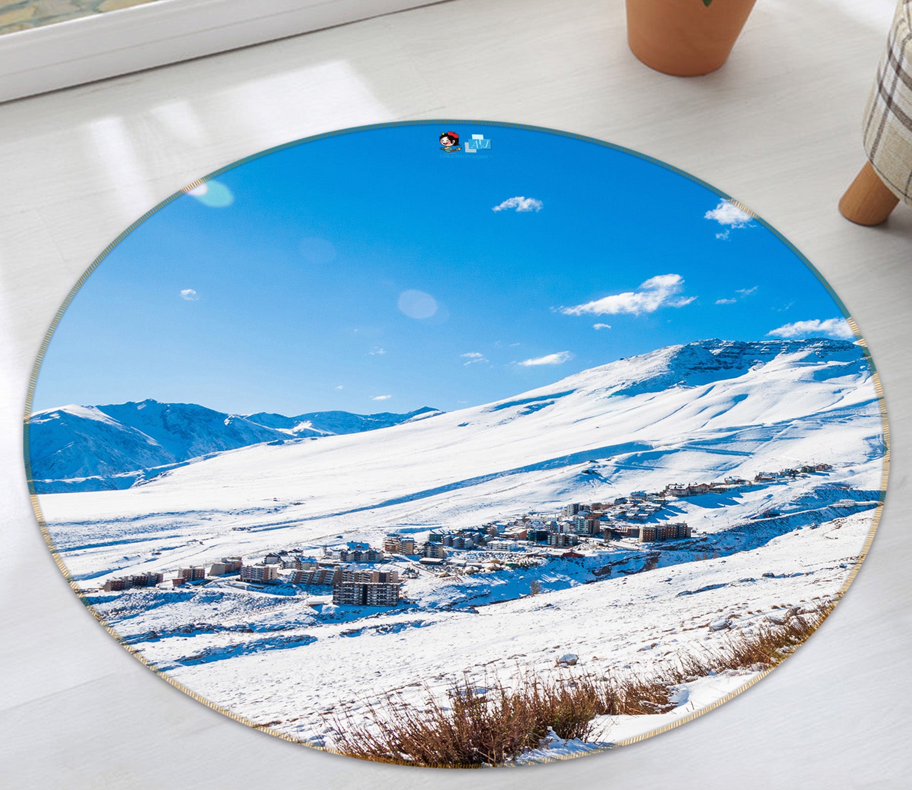 3D Snowfield 81104 Round Non Slip Rug Mat