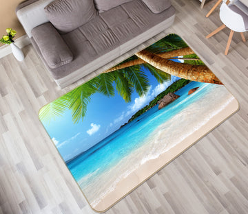 3D Beach Coconut Tree 65079 Non Slip Rug Mat