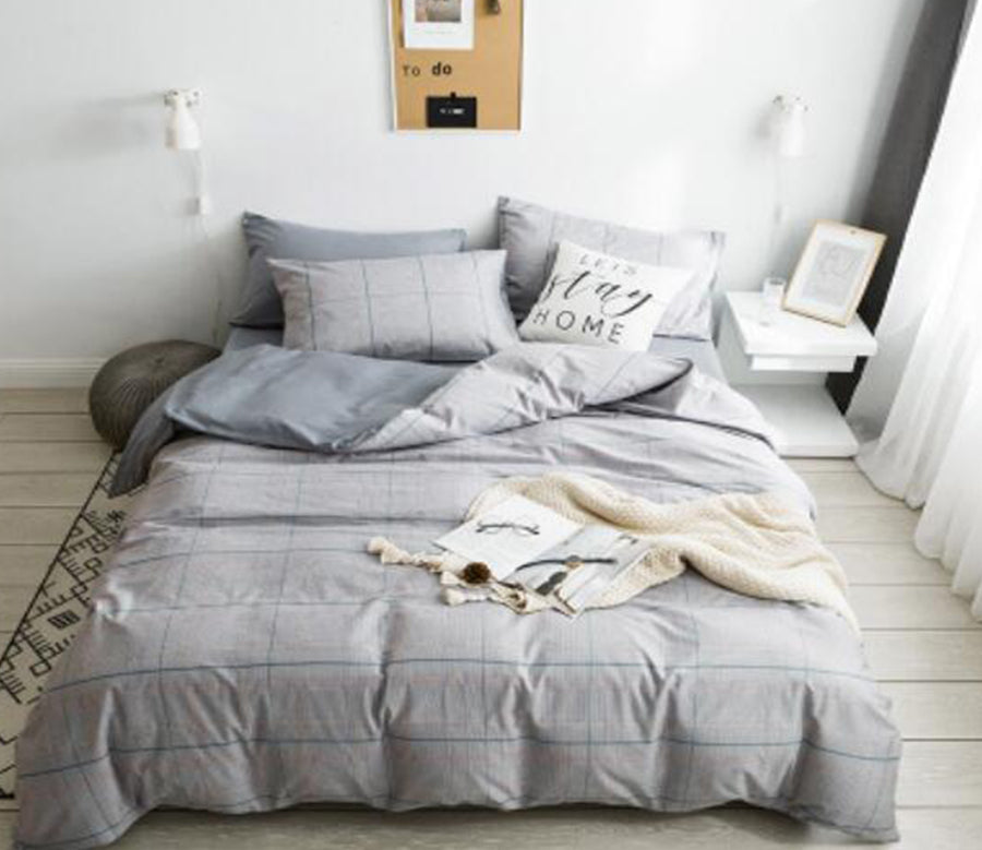 3D Light Grey 14048 Bed Pillowcases Quilt