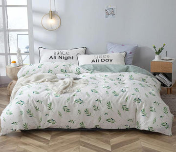 3D Small Green Leaves 4198 Bed Pillowcases Quilt