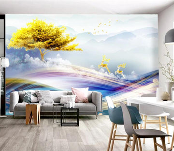 3D Fawn Jumping WC2698 Wall Murals