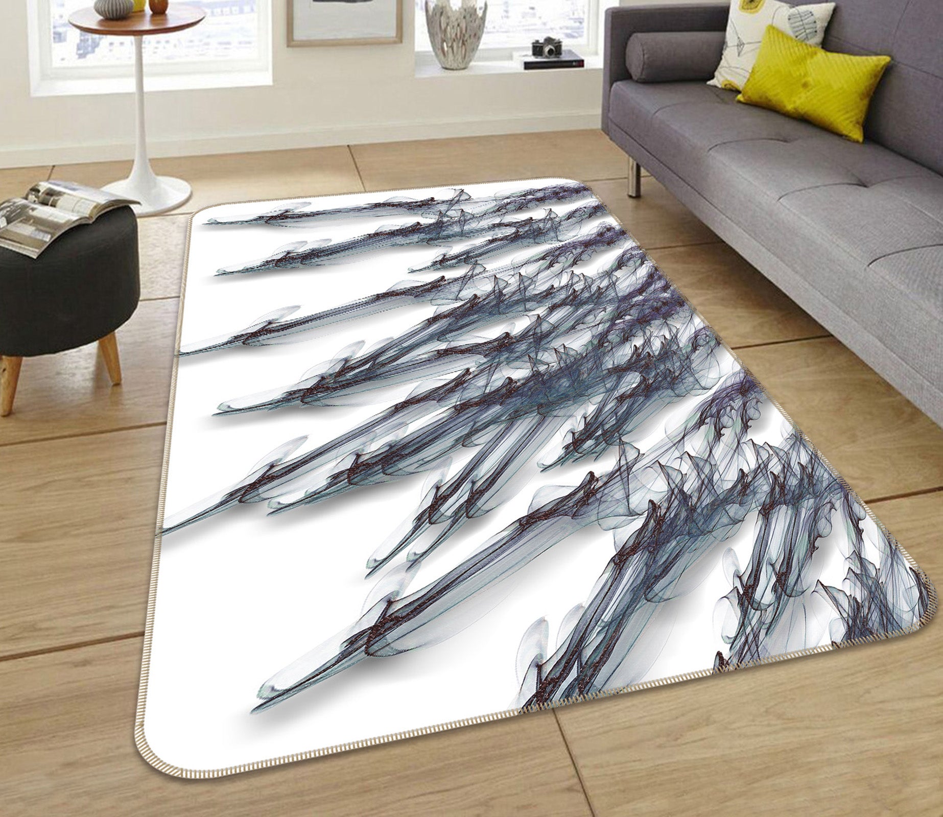 3D Black Stripes 65004 Non Slip Rug Mat