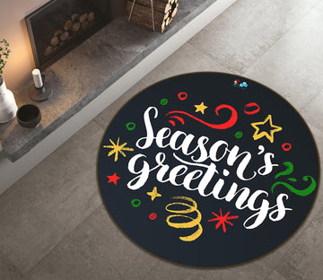 3D Color Pattern Letters 75007 Round Non Slip Rug Mat
