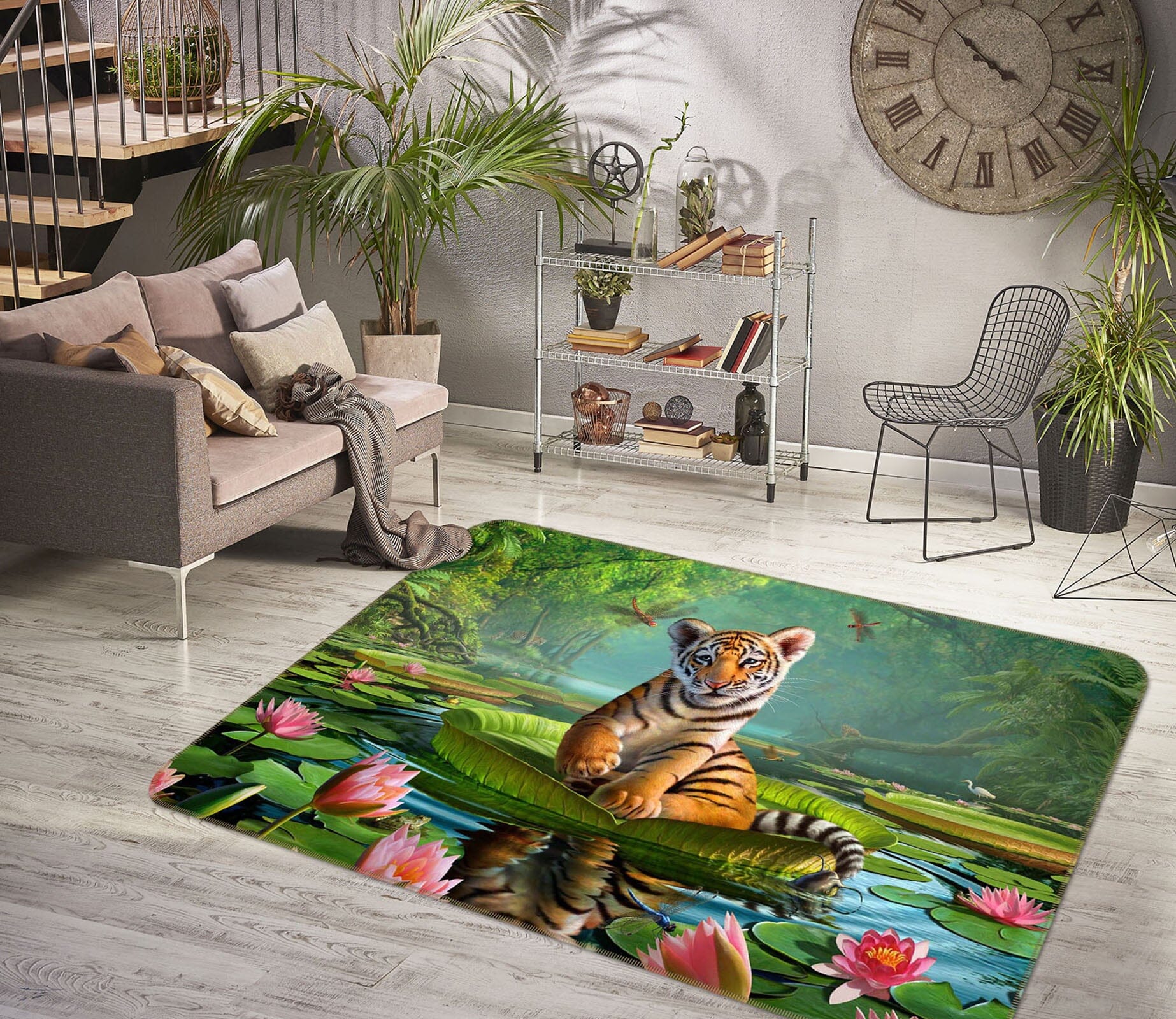 3D Tiger Lily 1002 Jerry LoFaro Rug Non Slip Rug Mat Mat AJ Creativity Home 