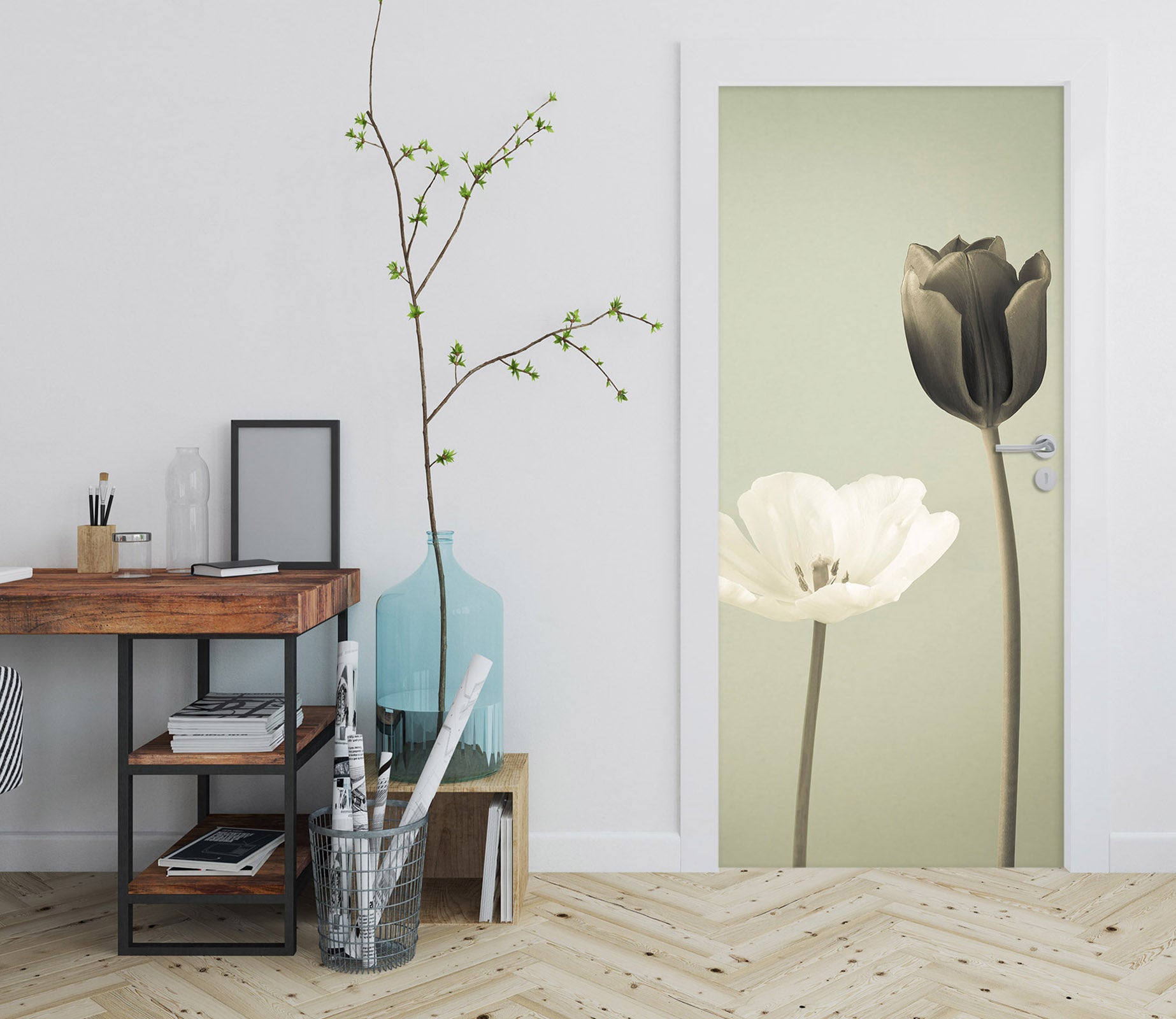 3D White Lotus 5024 Assaf Frank Door Mural