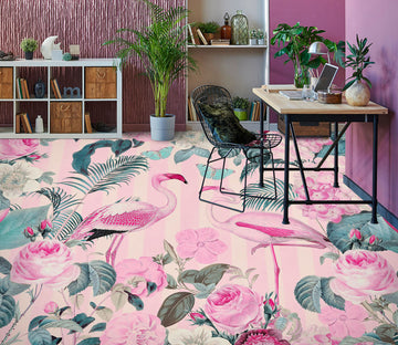 3D Pink Rose Flamingo 104146 Andrea Haase Floor Mural