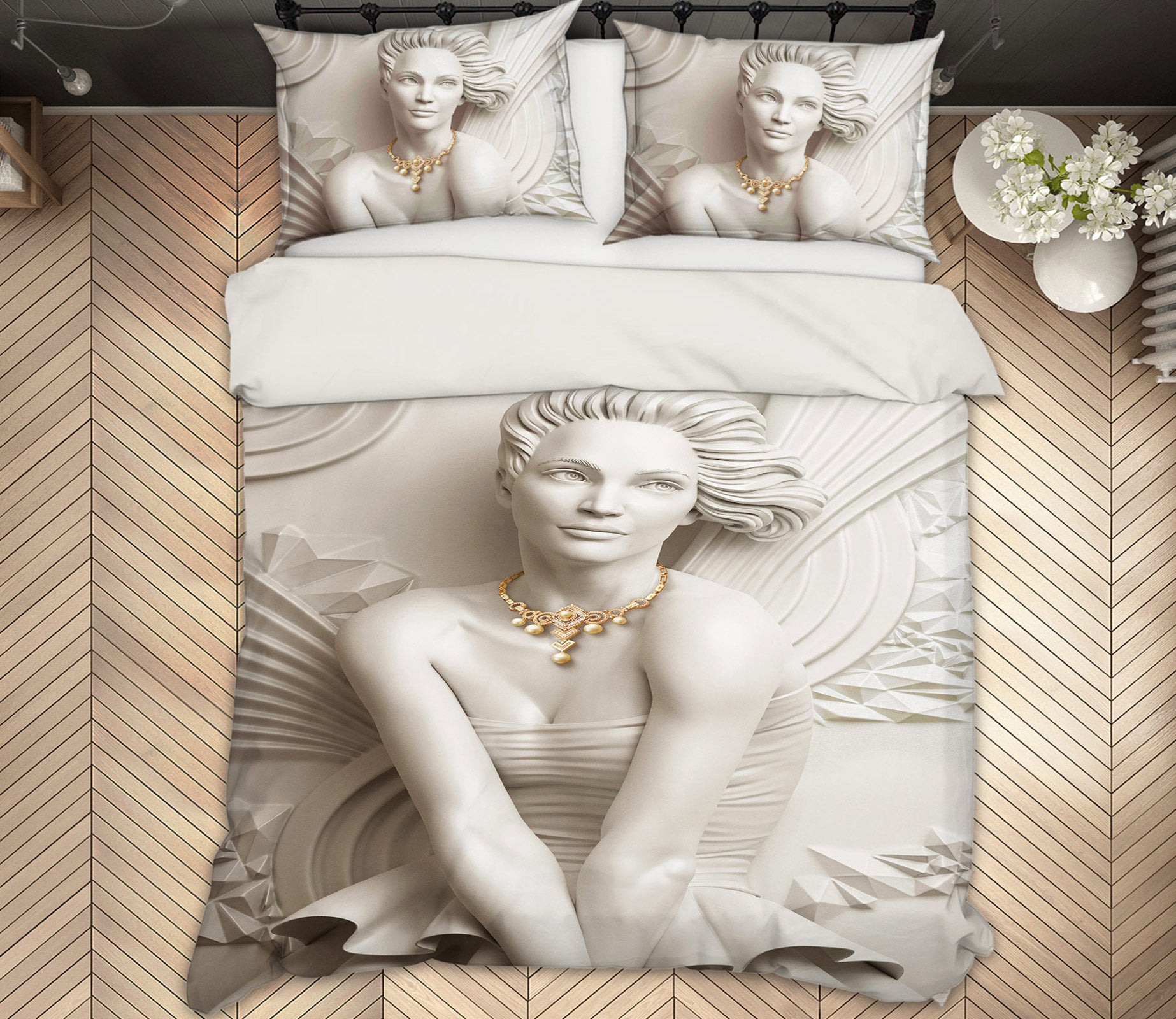 3D Portrait Carving 13005 Bed Pillowcases Quilt