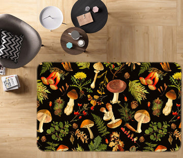 3D Red Mushroom 116 Uta Naumann Rug Non Slip Rug Mat