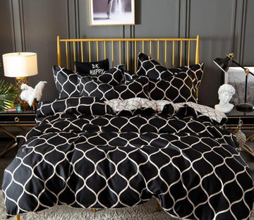 3D Black Round Diamond 8096 Bed Pillowcases Quilt