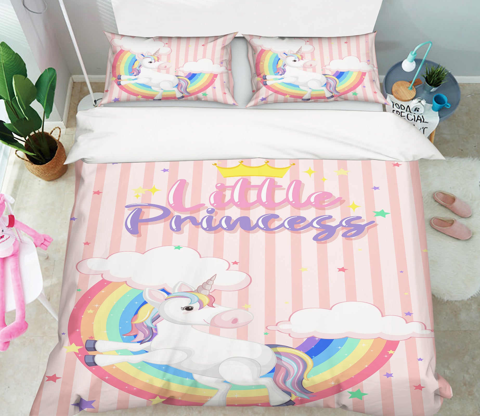 3D Rainbow Cloud Unicorn 60244 Bed Pillowcases Quilt
