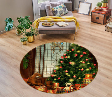 3D Tree 54003 Christmas Round Non Slip Rug Mat Xmas