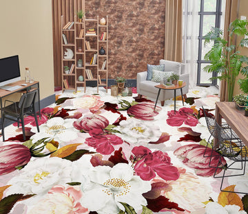 3D Pink White Flower Pattern 10014 Uta Naumann Floor Mural