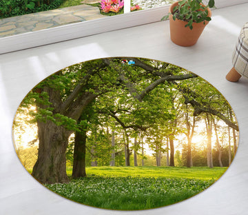 3D Trees Grass 72261 Round Non Slip Rug Mat