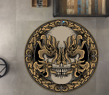 3D Skull Pattern 74221 Round Non Slip Rug Mat