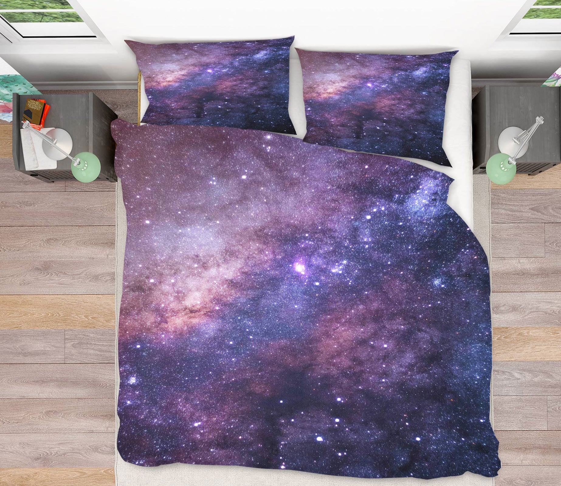 3D Purple Starry Sky 16176 Bed Pillowcases Quilt