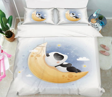 3D Moon Lotus Panda 58220 Bed Pillowcases Quilt