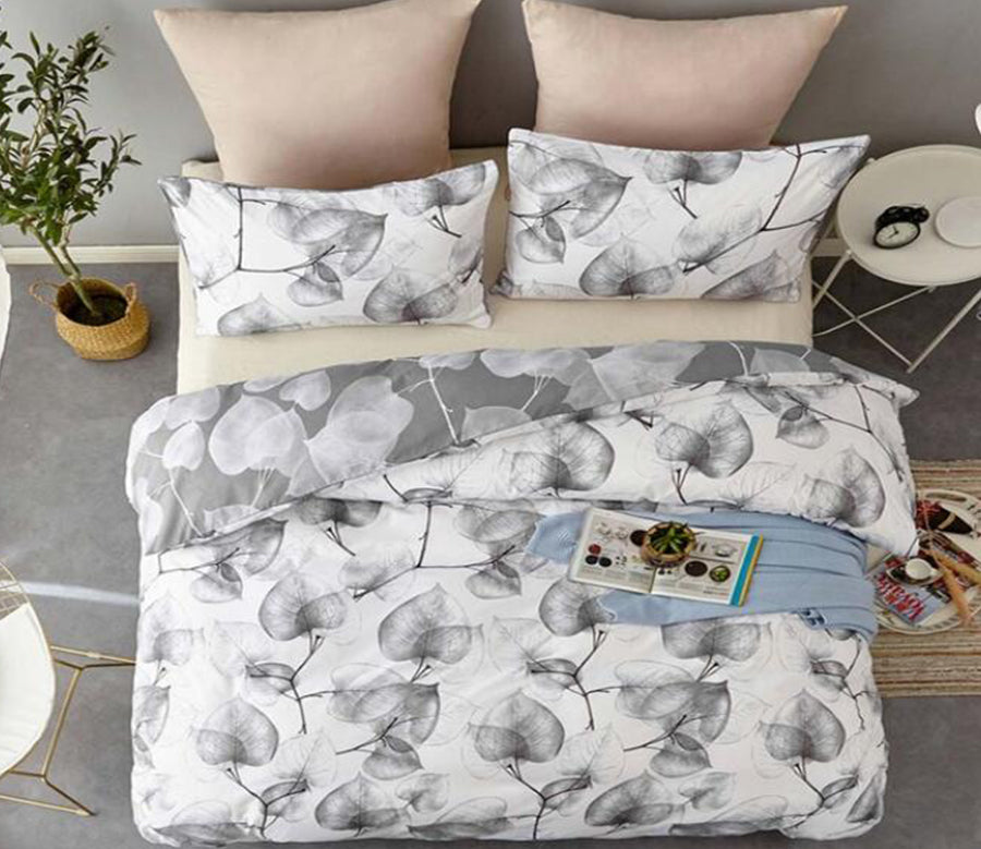 3D Gray Leaves 7181 Bed Pillowcases Quilt