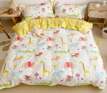 3D Giraffe Elephant 5043 Bed Pillowcases Quilt
