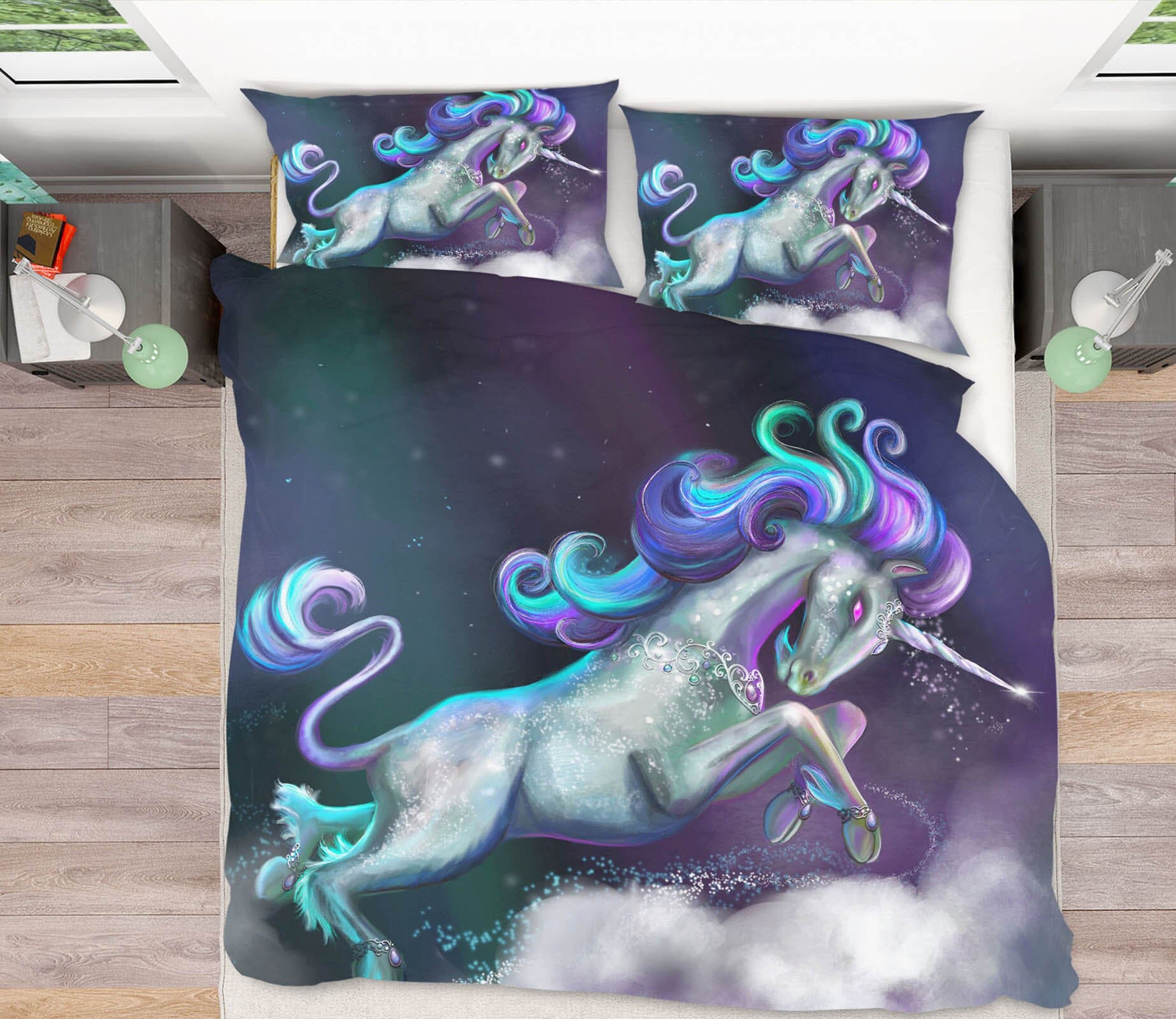 3D Cute Unicorn 114 Rose Catherine Khan Bedding Bed Pillowcases Quilt Quiet Covers AJ Creativity Home 