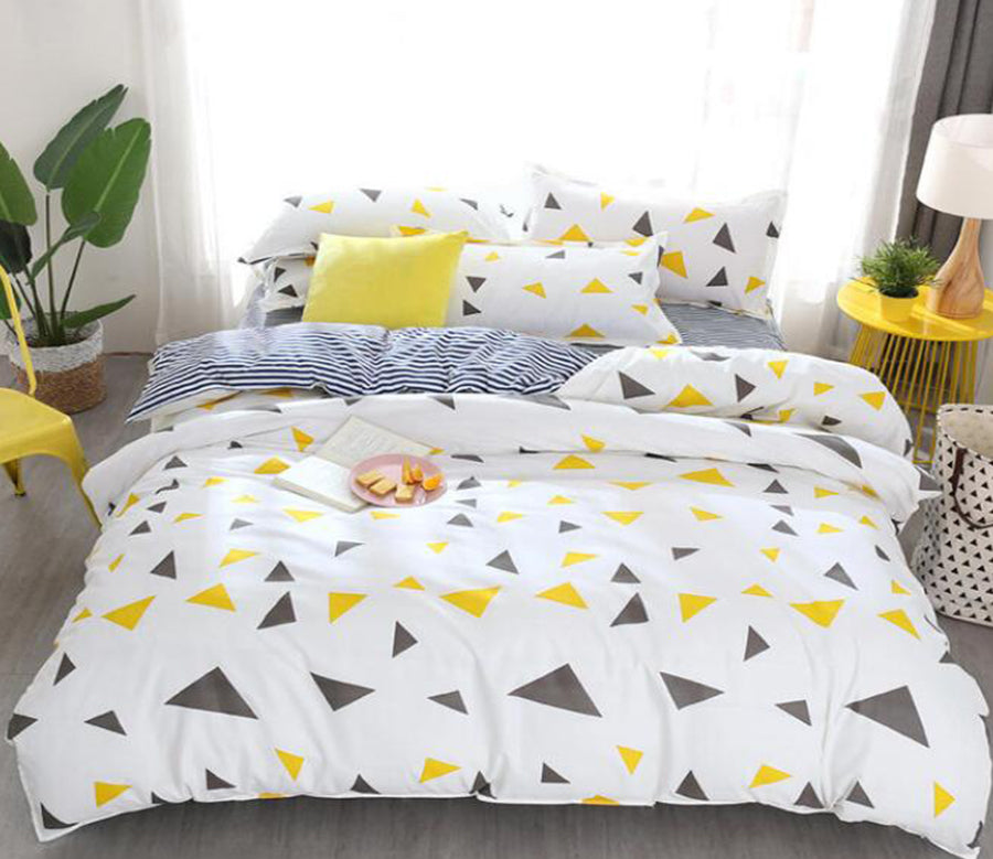 3D Dark Gray Yellow Triangle 3004 Bed Pillowcases Quilt