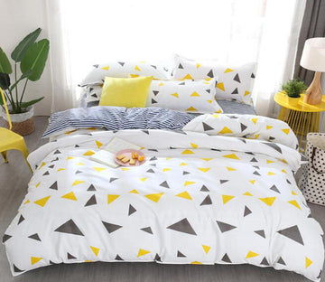 3D Dark Gray Yellow Triangle 3004 Bed Pillowcases Quilt