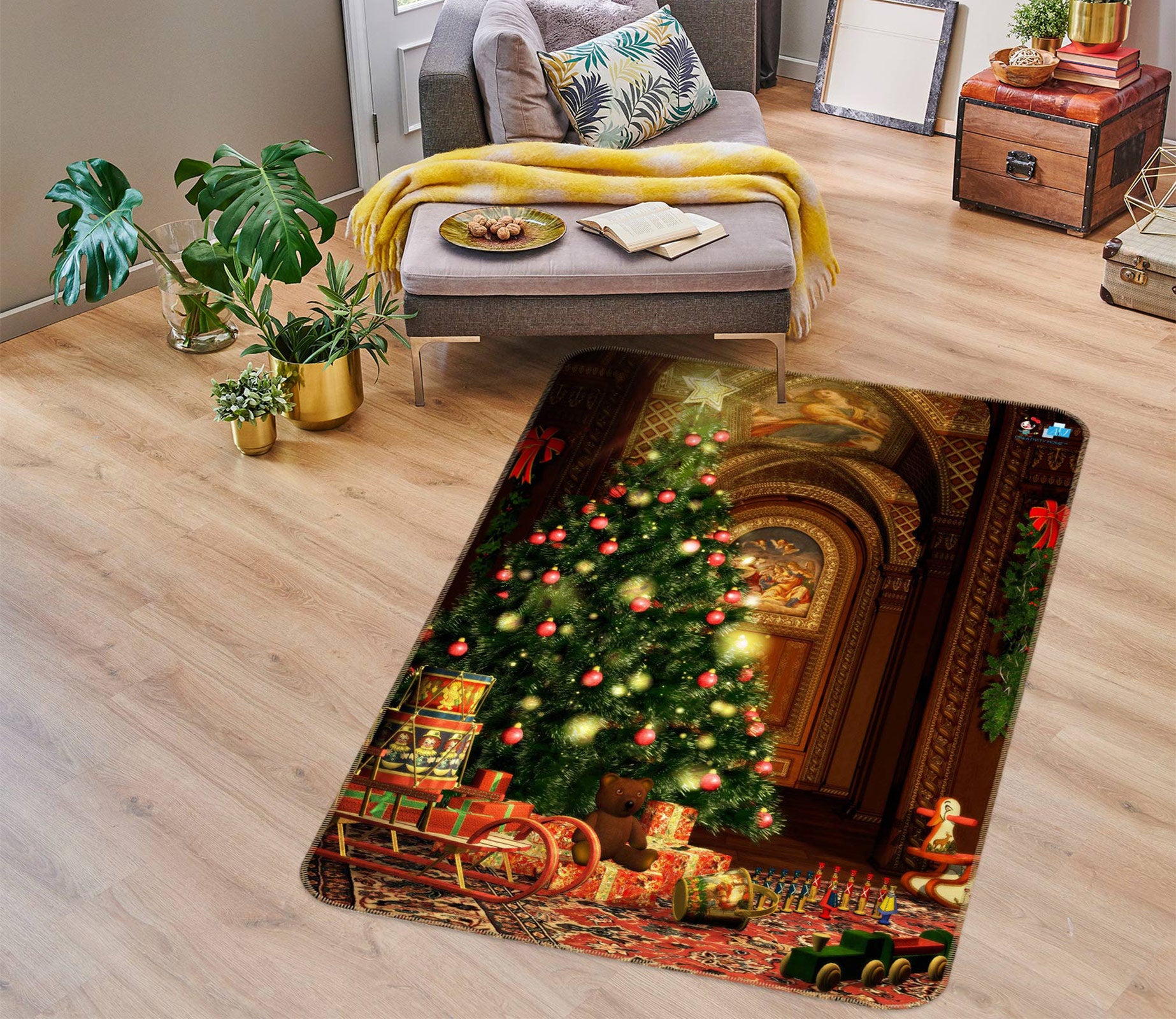 3D Tree 55028 Christmas Non Slip Rug Mat Xmas