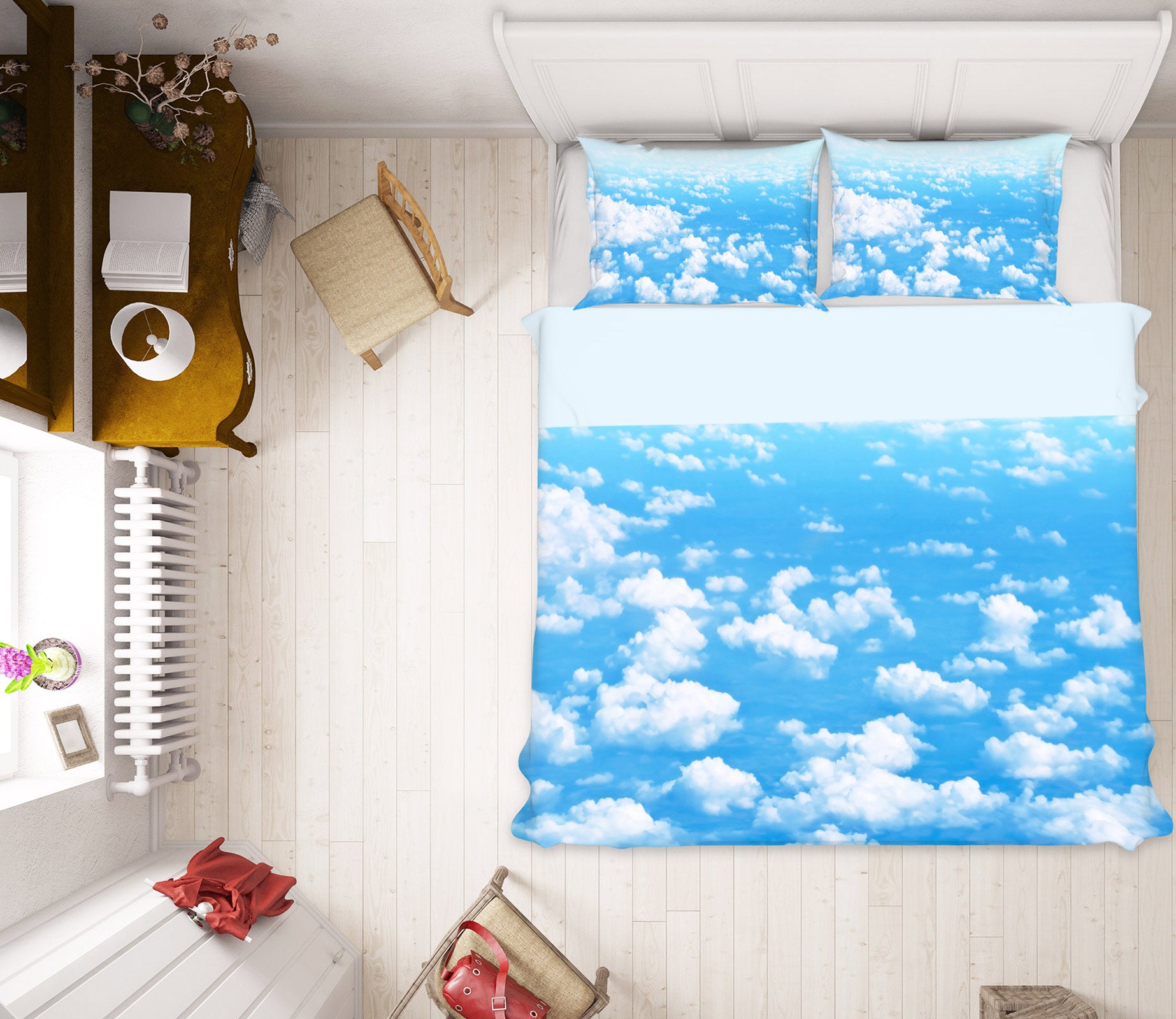 3D Blue Sky White Clouds 13031 Bed Pillowcases Quilt