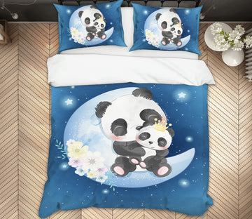 3D Blue Moon Panda 59011 Bed Pillowcases Quilt