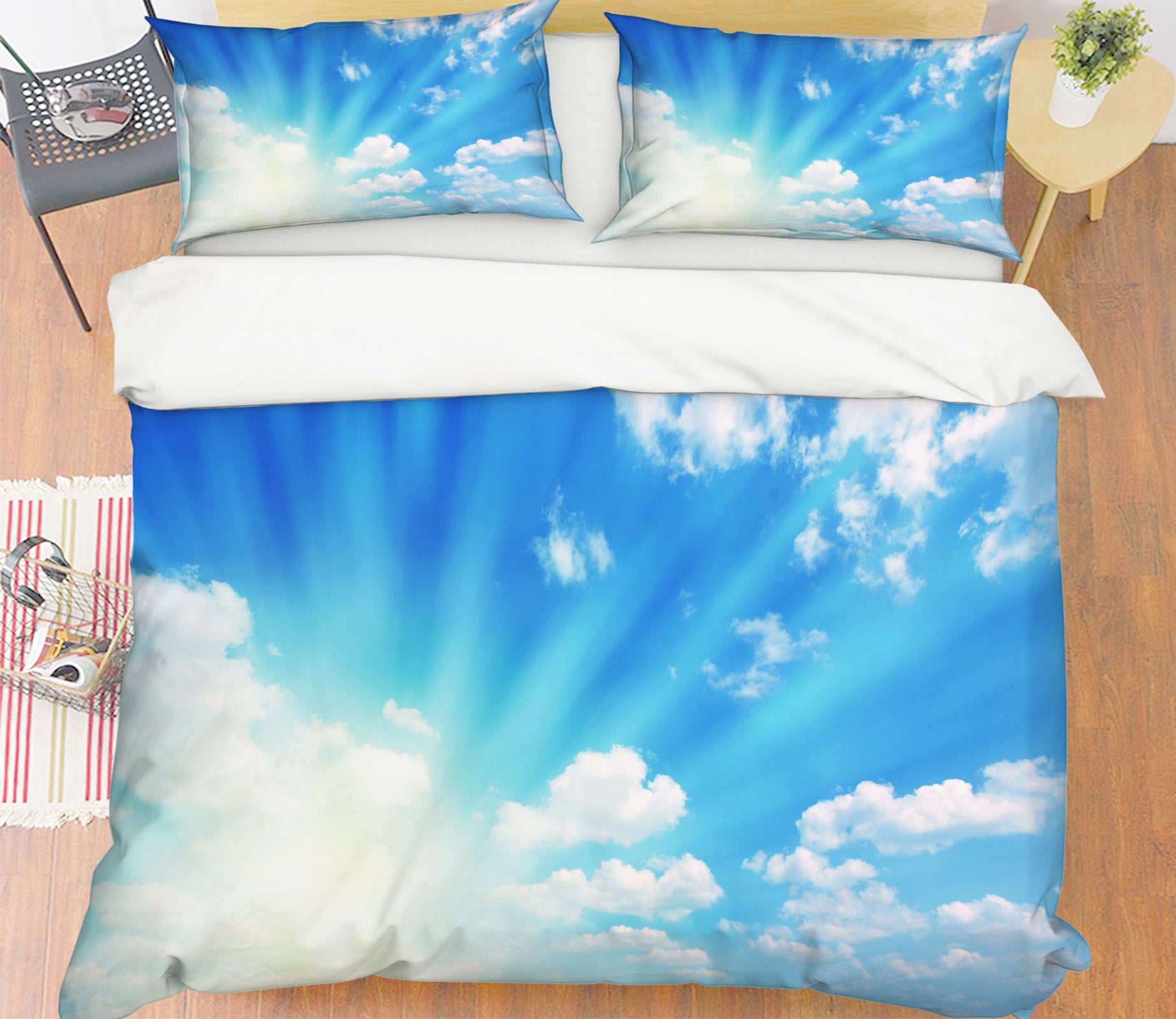 3D Blue Sky White Clouds 61062 Bed Pillowcases Quilt
