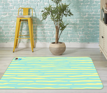 3D Green-Yellow Stripes 107108 Kashmira Jayaprakash Rug Non Slip Rug Mat