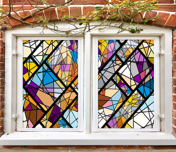 3D Stained Mosaic Pattern 329 Window Film Print Sticker Cling Stained Glass UV Block