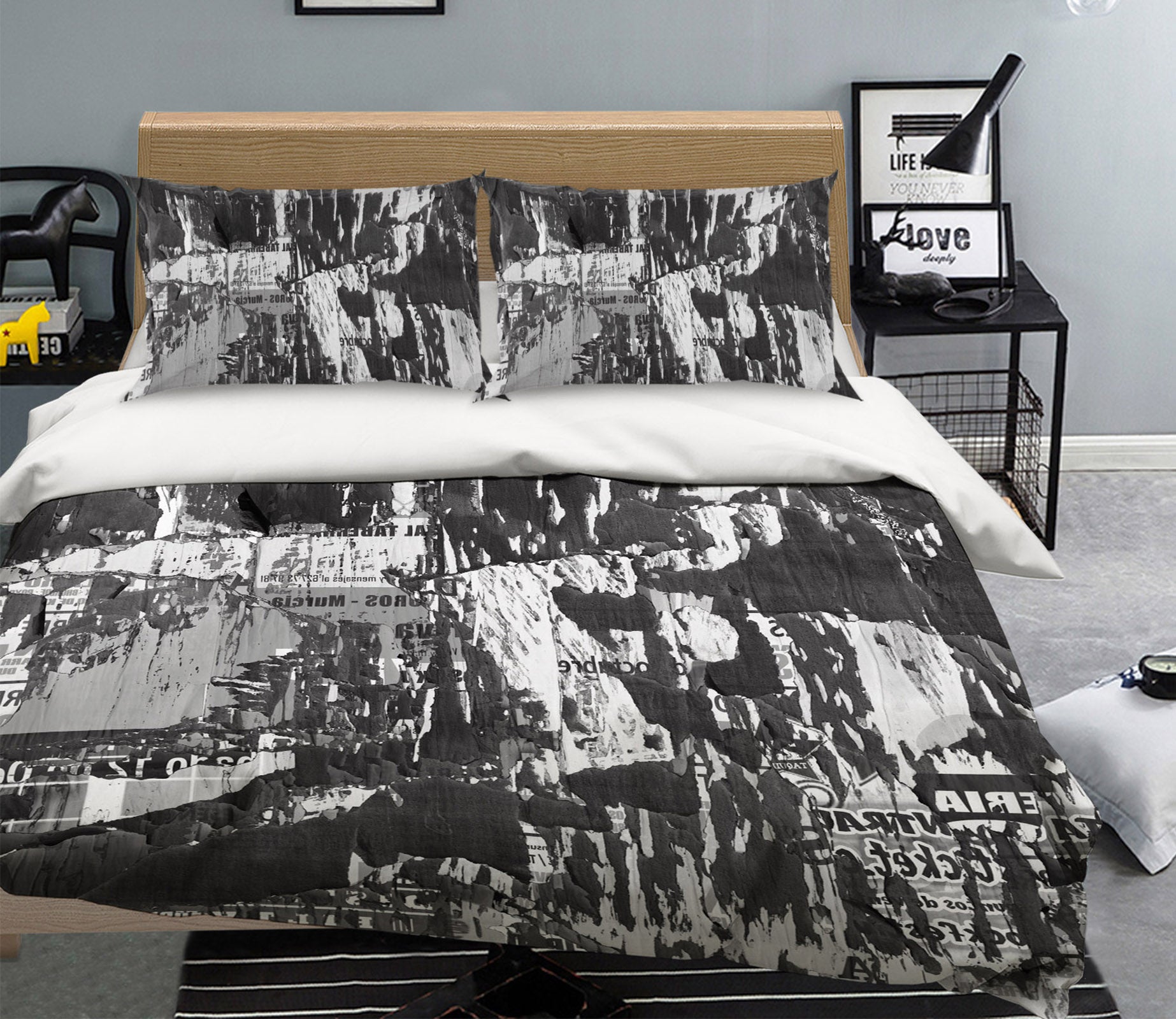 3D Black Ash Mountain House 63177 Bed Pillowcases Quilt