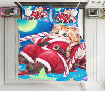 3D Christmas Cat Moon 5855 Kayomi Harai Bedding Bed Pillowcases Quilt Cover Duvet Cover